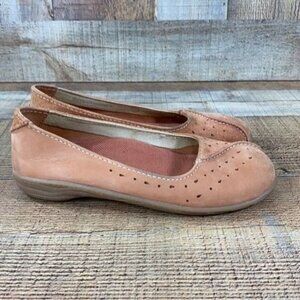 Acorn Flats Loafer Shoes Orange Perforated Leather Womens 7 Comfort Slip On Flat